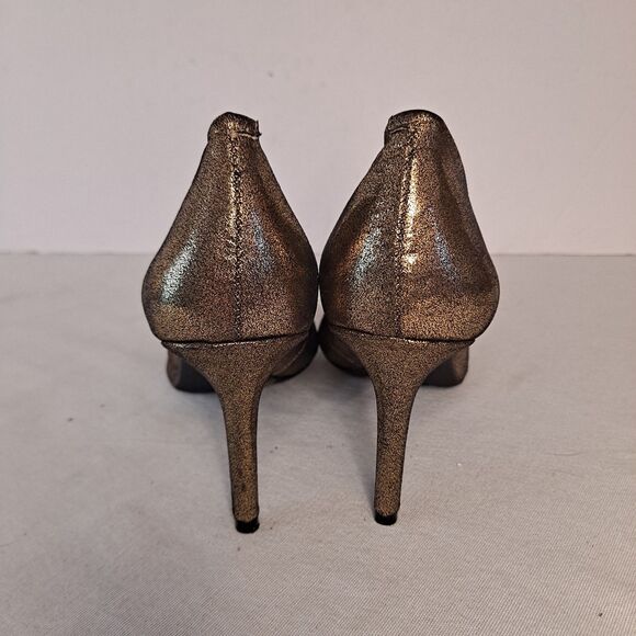 Jessica Simpson Lory Heels Women's Size 6.5M Gold Black Metallic Fabric Upper - Picture 3 of 11